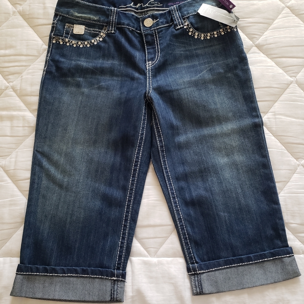 Inc Embellished Cuffed Skimmer Capri Jeans Size 6P